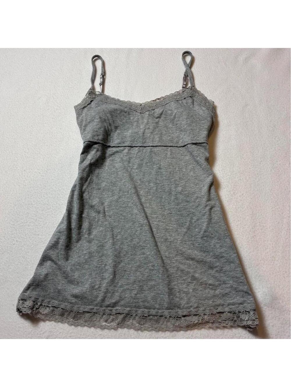 Mudd Extra Large XL Gray Babydoll Lace Tank Top Bella Swan Y2K Elena Gilbert